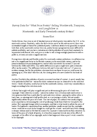 "What Price Poetry?" Pricing Wordsworth, Tennyson, and Longfellow in Nineteenth-Century Britain