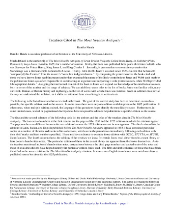 Treatises Cited in The Most Notable Antiquity