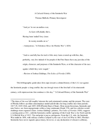 A Cultural History of the Seminole War