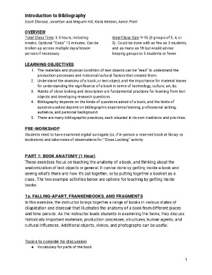 Lesson Plan: Introduction to Bibliography