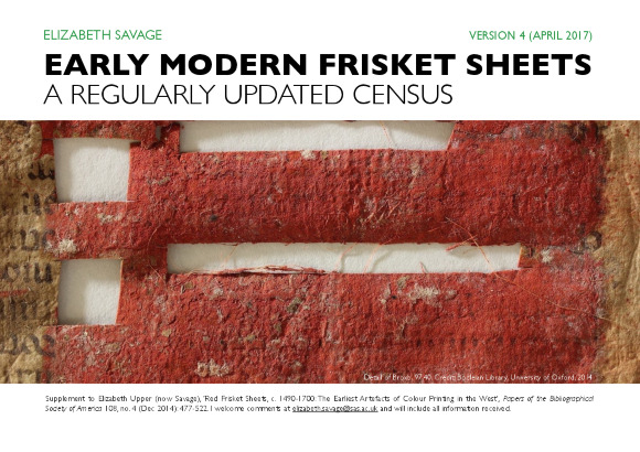 Supplement to ‘Red Frisket Sheets, c. 1490-1700′