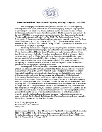 Recent Studies of 18th-Century Book Illustration and Engraving, including Cartography, 1985–2016